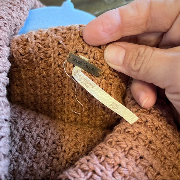 Free People Park City Pullover Terracota Chunky Knit Oversized Waffle Cozy XS - Picture 6 of 11